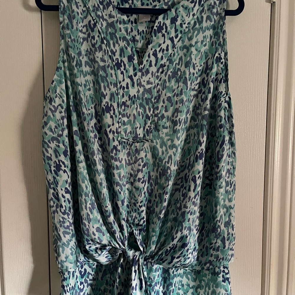 Chico's Green Tie Front Blouse